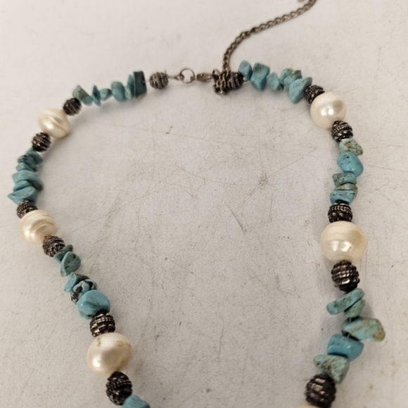 Turquoise and pearl necklace - Picture 5 of 5